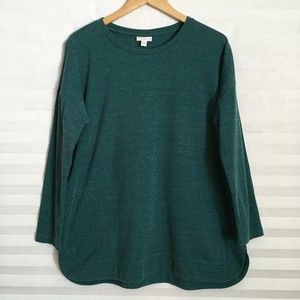J. Jill Womens Tunic Top Size L Cotton Blend Long Sleeve Green Pull Over